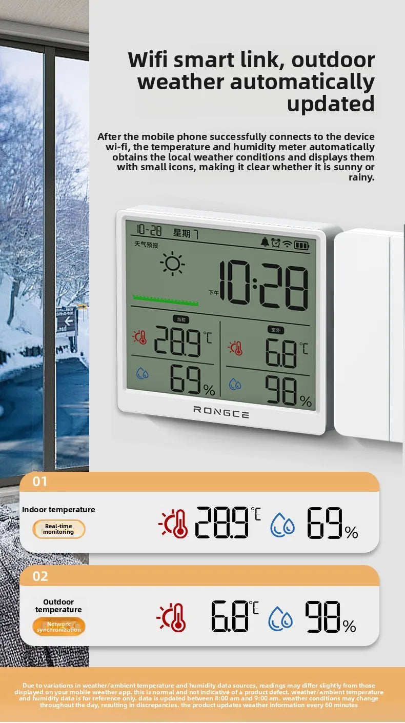 Wireless Smart Home WIFI Temperature Humidity Meter Home Weather Sensor Indoor Outdoor Hygrometer Thermomet