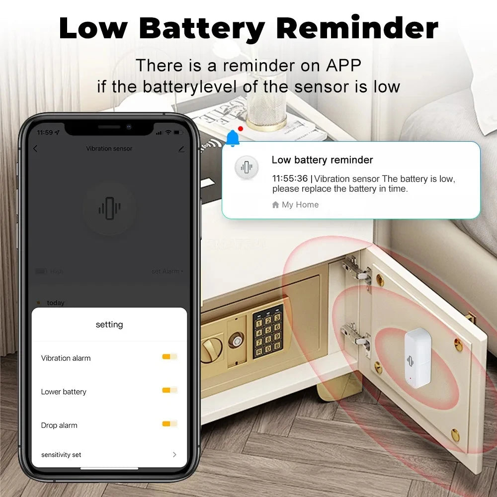 Smart ZigBee Vibration Sensor Real Time Monitoring Door Window Detection Alarm Smart Life Home Security Protection System