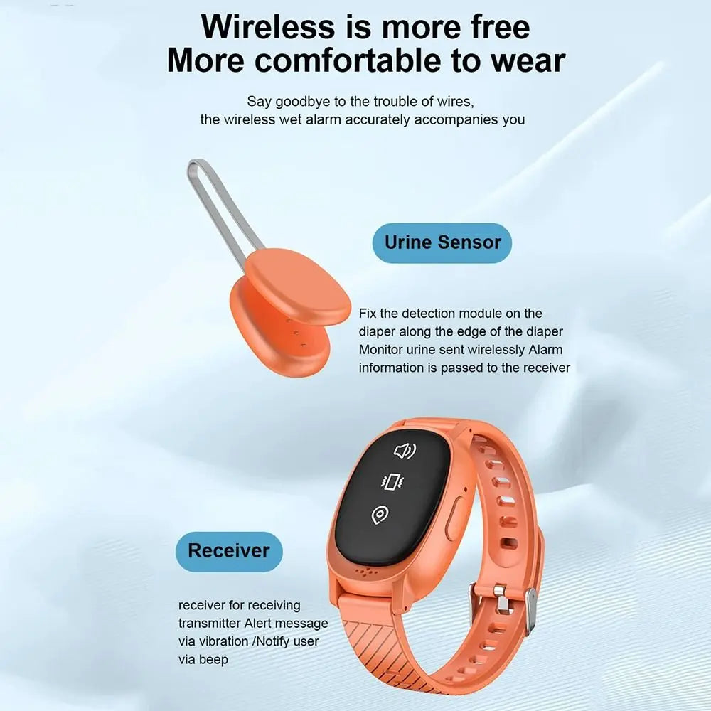 Wireless Bedwetting Alarm Wearable Hand Worn Urine Moisture Alarm Anti loss USB Rechargeable Vibrating Reminder Device Children