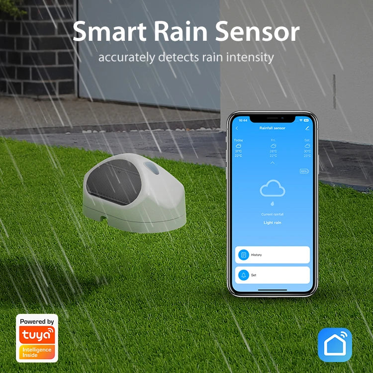 WiFi Rain Sensor Rainfall Duration Detection Outdoor Waterproof Battery Powered Tuya Smart Life App Control Home Automation
